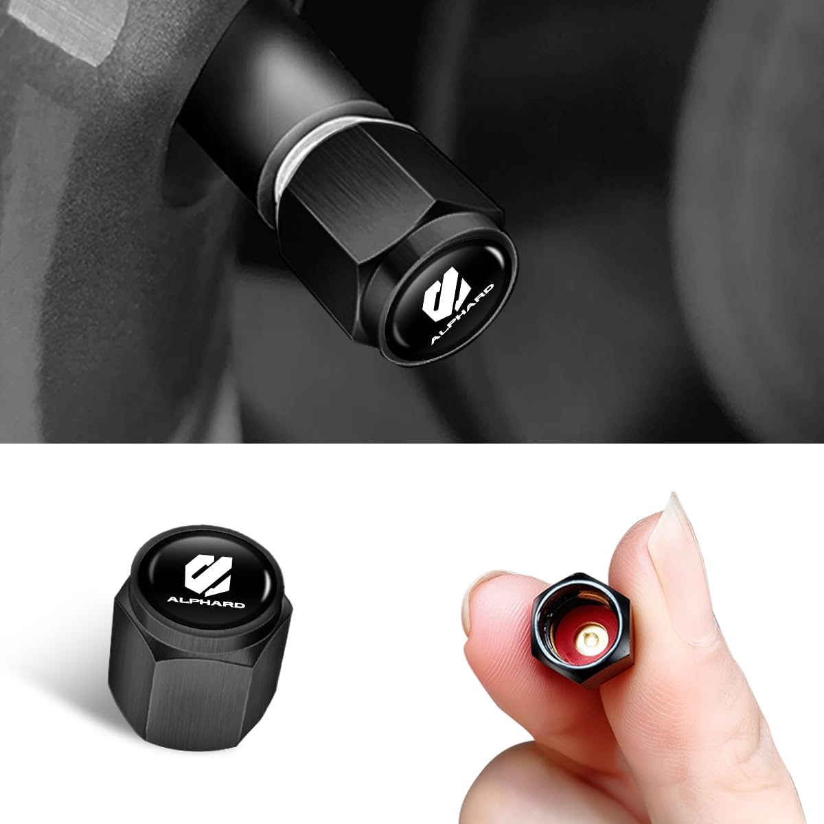 

Alphard Dedicated Air Valve Cap, Car Tire Air Valve, Tire Valve Replacement, Car Exterior Alphard чорний