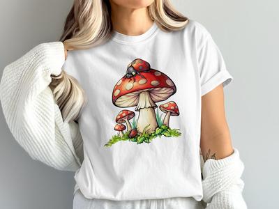 Mushroom Ladybug Graphic T-Shirt, Forestcore Cottagecore Apparel