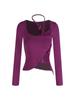 Purple Long-Sleeve Lace Halter Slim-Fit Women's Winter Top