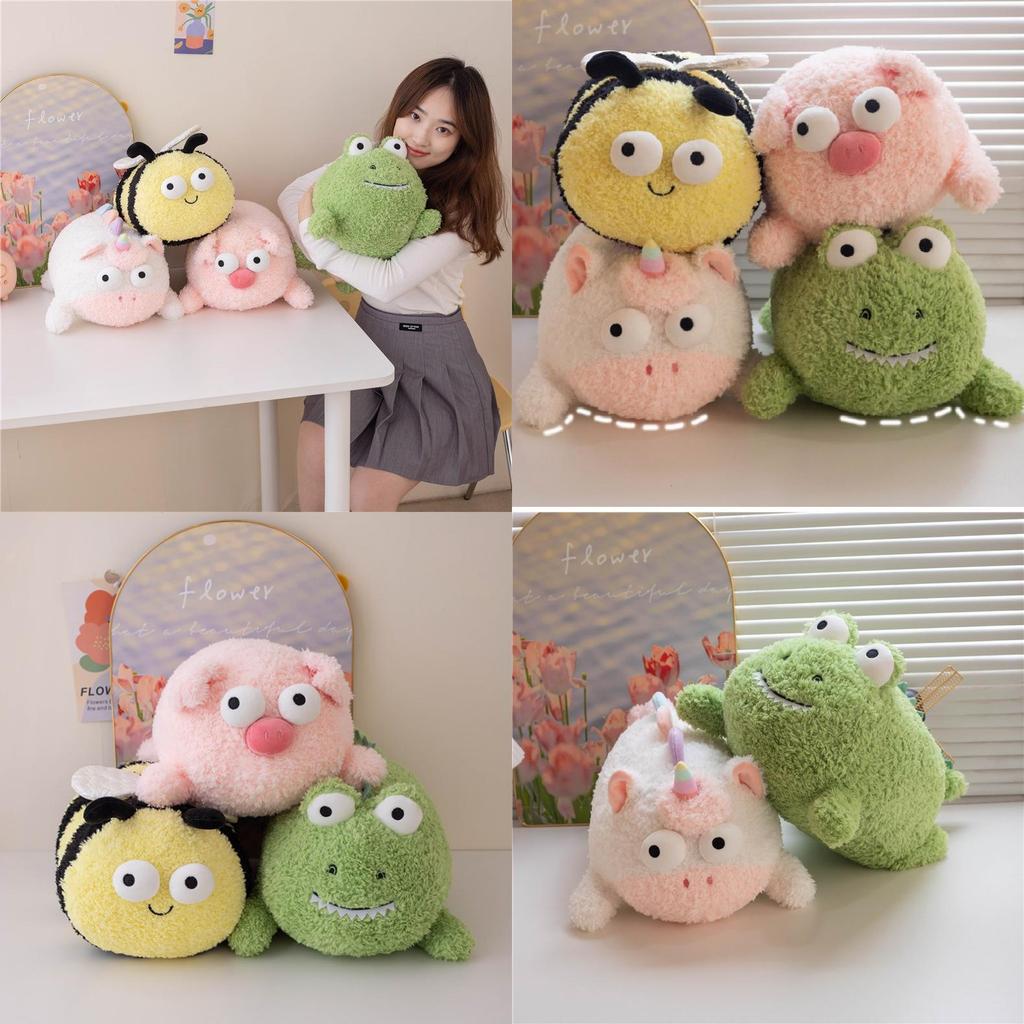 Adorable Plush Animal Dolls In Bee Frog Pig And Unicorn Designs For Kids Gifts