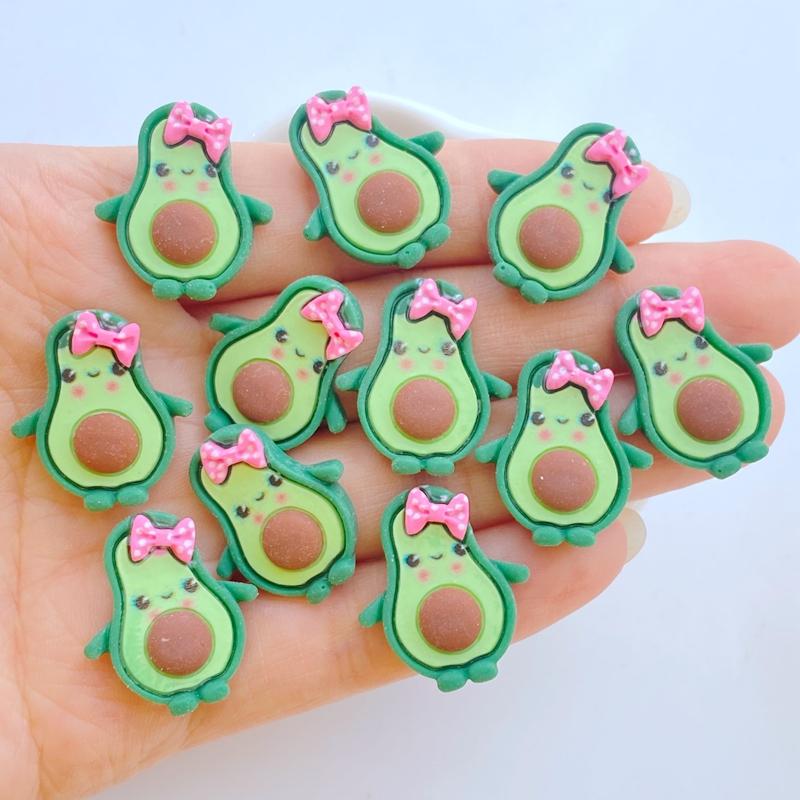 10Pcs/Lot Kawaii Resin Cute Cartoon Avocado Flatback Cabochons For Hair Bow Centers DIY Scrapbooking Decor C149