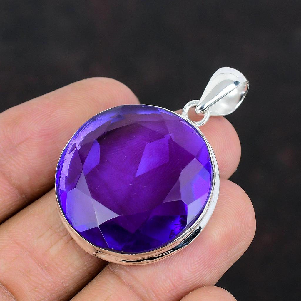 Faceted African Amethyst Pendant 925 Sterling Silver Pendant Antique Pendant African Amethyst Gemstone Jewelry Handmade Pendant Wedding Gift