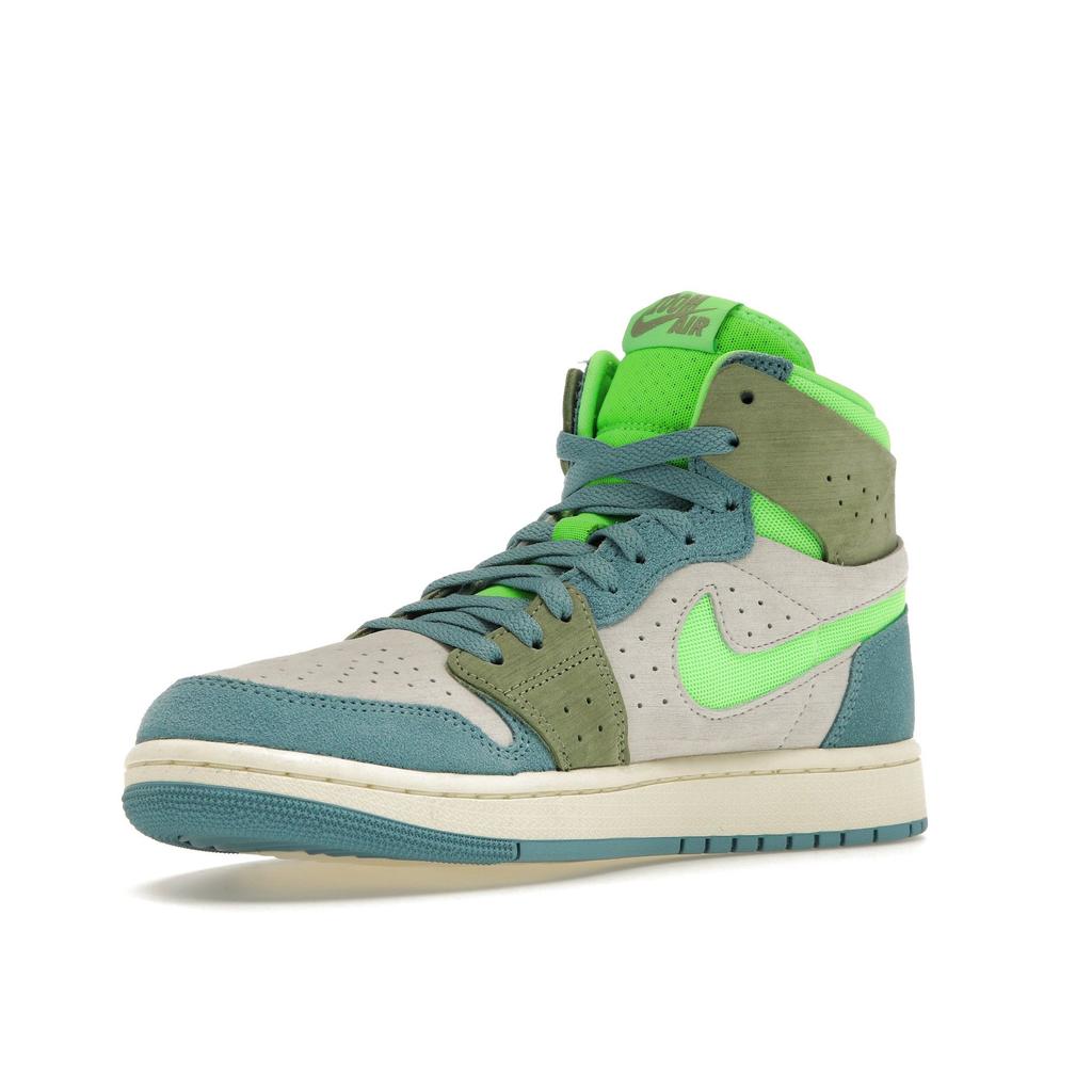 Air Jordan 1 High Zoom Comfort 2 University Blue Volt Damskie Sneakersy Białe Oliwkowe DV1305-433