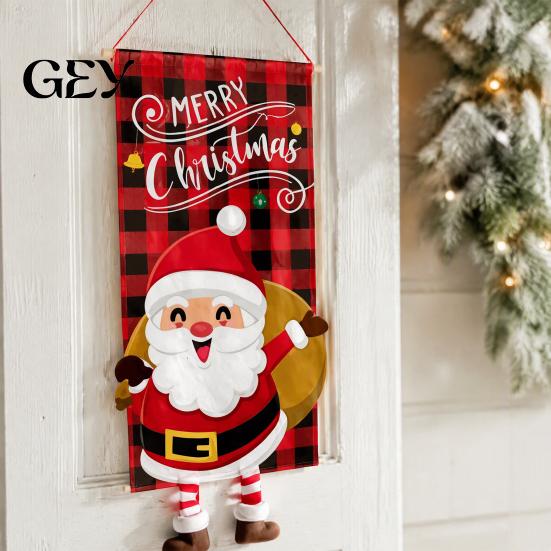 Foldable Holiday Door Sign Christmas Banner Decorations with Hanging Rope, Elf/Snowman/Gnome/Snowman Festive Flags for Doorway Banners Patio and Wall