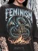 Feminism Blue Dragon Castle Fire Mythical Creature Comfort Colors® Tshirt, Dark Fantasy Heavy Metal Aesthetic 90s Vintage Bootleg Art Tee
