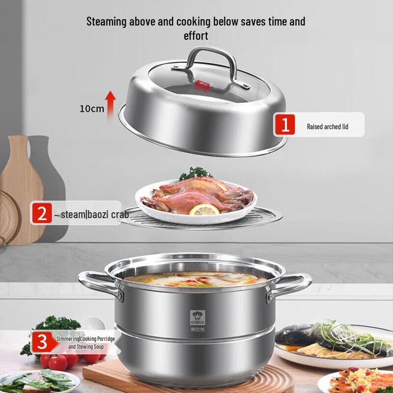 304 Stainless Steel Double-Layer Steamer Pot