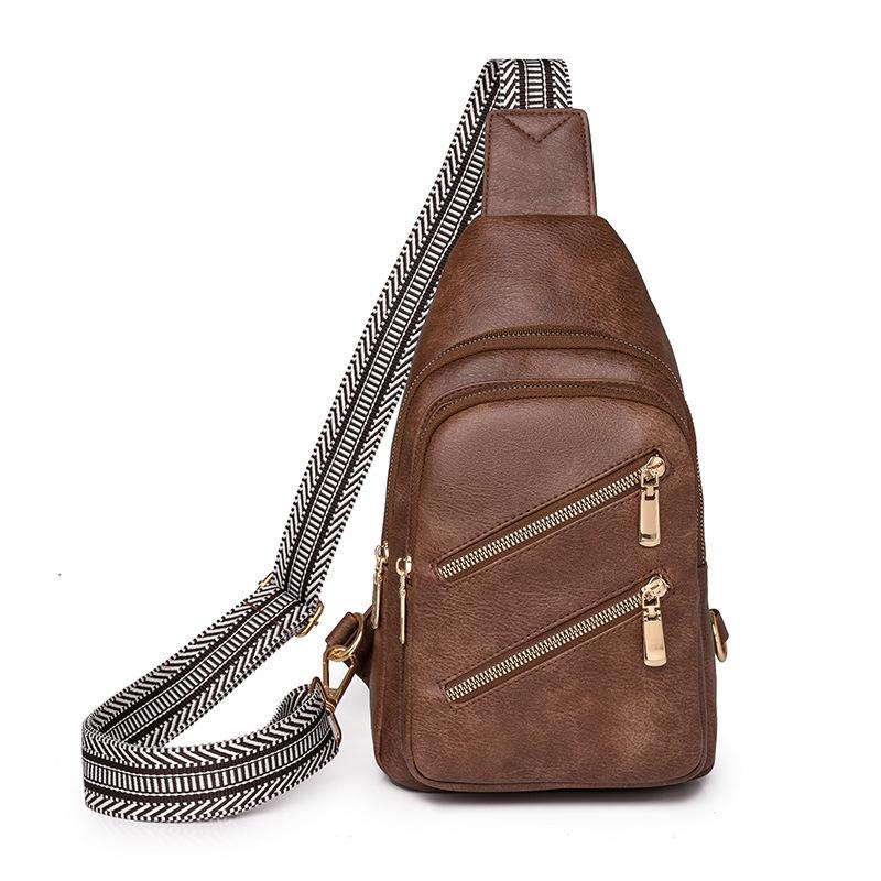 New Fashion Pu Women's Breast Bag Large Capacity Lightweight Chest Bag Versatile Casual Shoulder Messenger Bag Bag