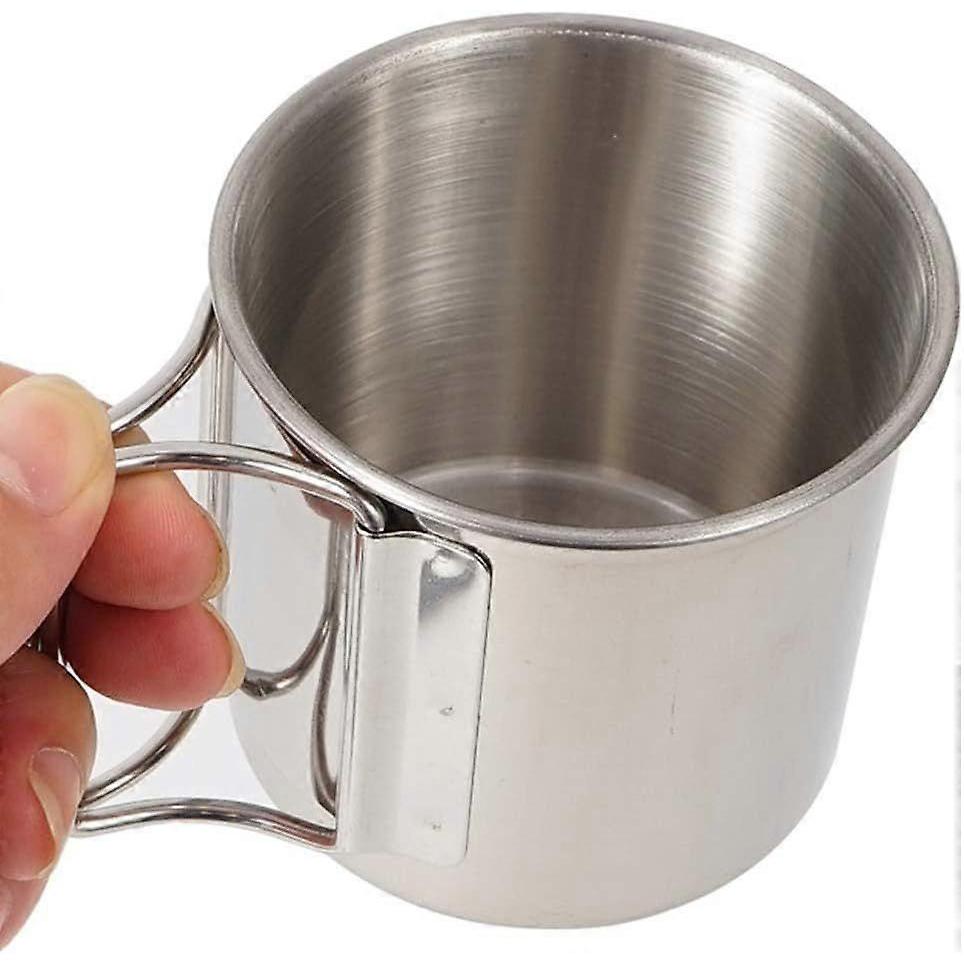 Camping Campfire Mug with Handle, Folding Big Stainless Steel Cup 4 Piece Set