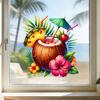 Creative Coconut Juice Pineapple Static Cling Window Sticker for Living Room Bedroom Glass Home Decor
