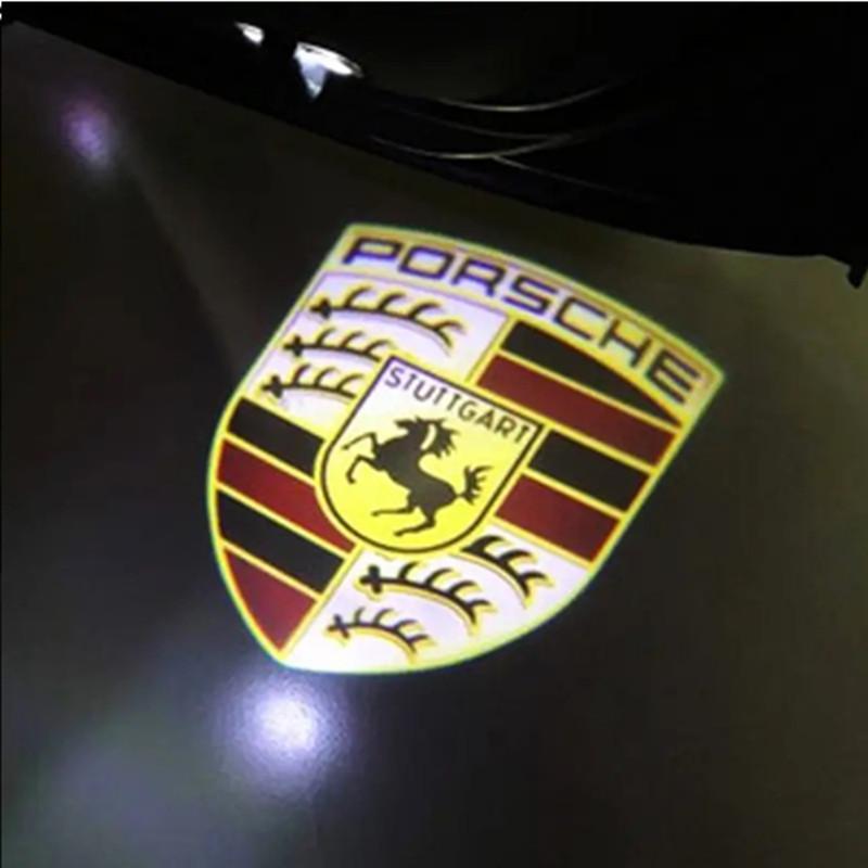 2PCS LED Car Door Welcome Shadow Logo Light Laser Projector Ghost Decorative Lamp For Porsche Macan 95B Boxster 955 957 958 911