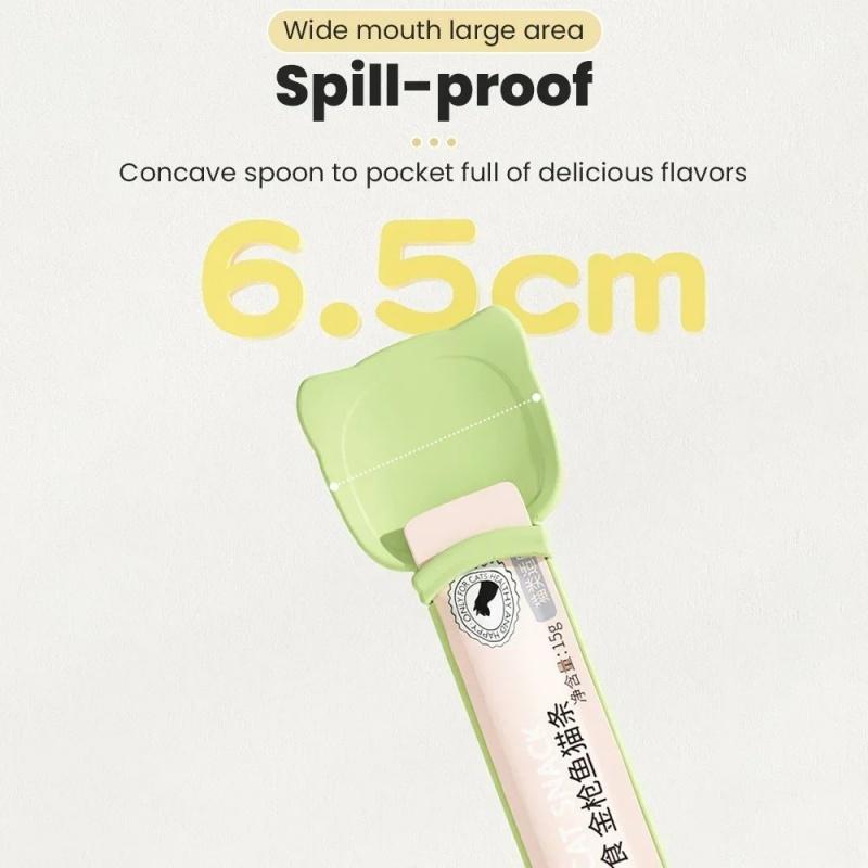 Cat Strip Feeder Spoon Long Handle Cat Food Strip Squeezer Pet Meat Mud Food Squeeze Treat Dispense Spoon For Cats Pet Supplies