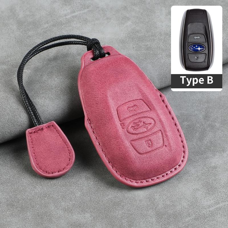 Leather Car Remote Key Case Cover for Subaru BRZ Forester Legacy Outback WRX STI Impreza XV Crosstrek Protector Fob Keychain