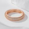 Fashion Shiny Natural Zircon Full Circle Rings For Women  Rose Gold Color Classic Wedding Bride Daily Fine Jewelry