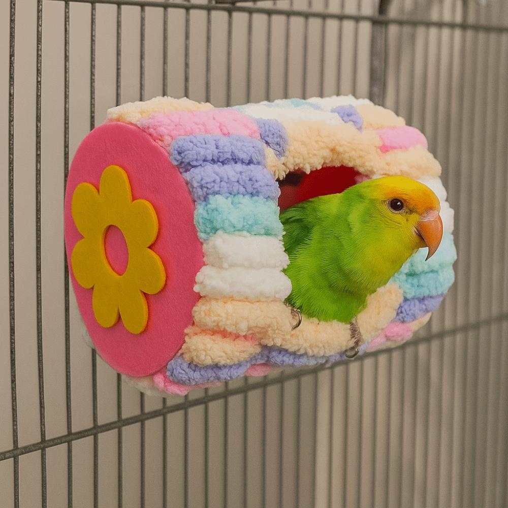 Cylinder Design Warm Parrot Nest Flannel Bird Cage House Hanging Hammock  Bird Cage