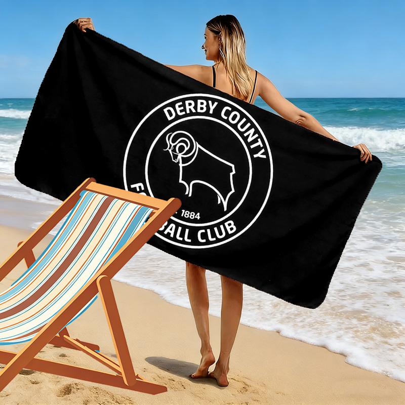Toalla de Playa Estampada del Derby County F.C., Toalla Grande Suave de Secado Rápido para Playa, Camping, Natación