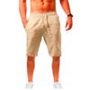 Men's Cotton Linen Shorts Pants Male Summer Breathable Solid Color Linen Trousers Fitness Streetwear