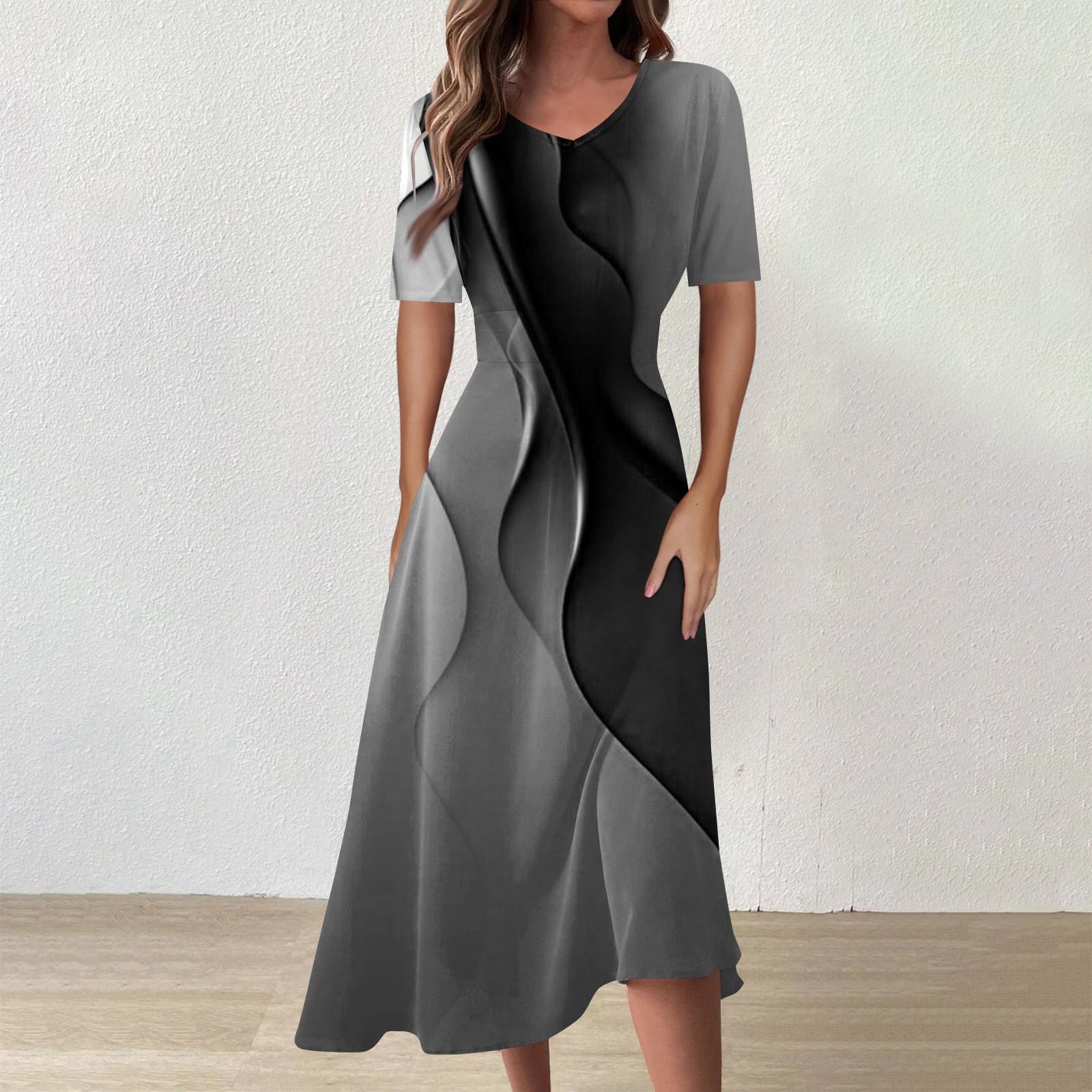 

Женское повседневное модное платье с v-образным вырезом и коротким рукавом на талии, длинное свободное платье M