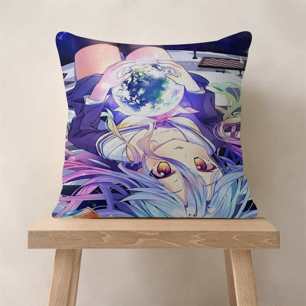 NNo Game No Life Anime Pillow Covers Cartoon Sofa Decorative Home Doublesided Printing Short Plush Cute Cushion Cover