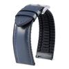 [BINLUN] Leather Watch Band with Rubber Lining, Breathable Hybrid Quick-Release Watch Strap, Smartwatch Strap, Unisex (Dark Blue, 22mm, Silver Buckle)