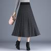 Autumn/Winter Thick Knitted Pleated Skirt for Women High Waist Mid Length Knitted Skirt