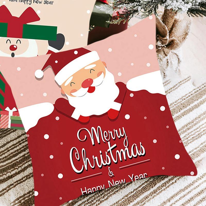 45*45cm Red Merry Christmas Cushion Cover Pillowcase Christmas Decorations For Home 2026 Xmas Noel Ornament New Year Gift 2026