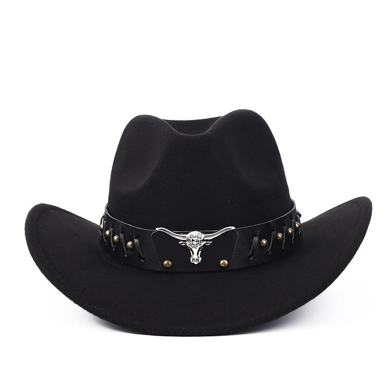 Western Cowboy Wool Felt Hat With Knot Embellishments For Autumn Winter Fashion