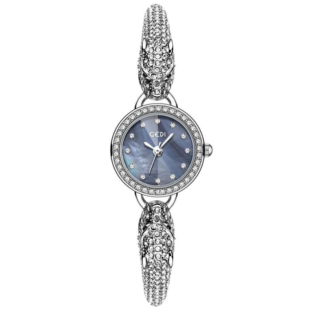 Relógio Feminino de Quartzo com Padrão de Dragão Estilo Chinês, Pulseira em Formato de Dragão com Mostrador Totalmente Diamantado, Design Estiloso e Único