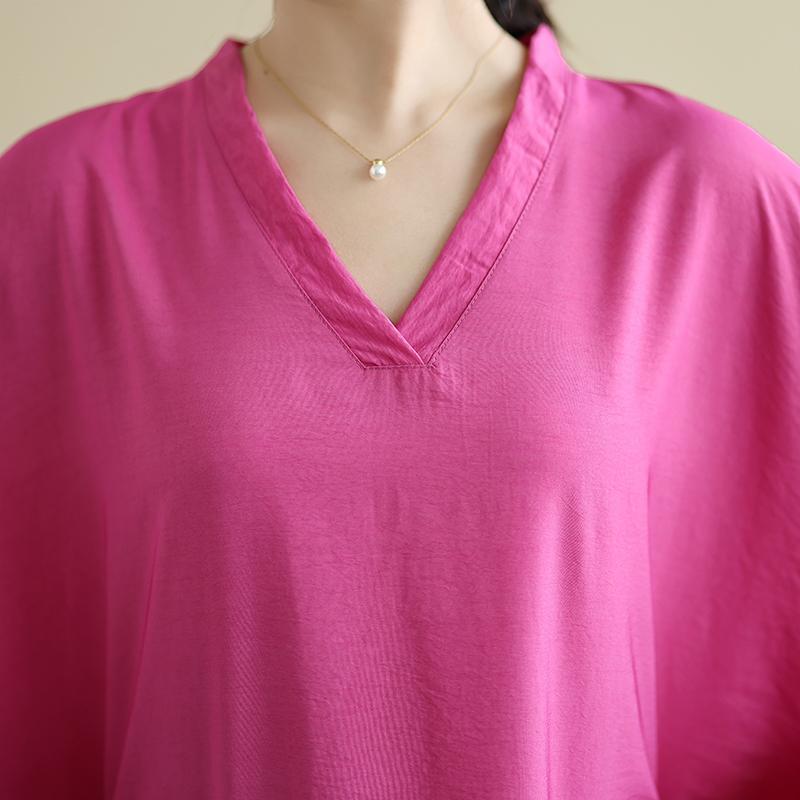 DIMANAF 2025 Women Plus Size Spring Long Dress Loose V-Neck Printing Vintage Casual Floral 5052