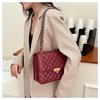 Bolso cruzado cuadrado con hebilla de bloqueo Lingge de color sólido para mujer, bolso de hombro inclinado de PU para ocio, correa de cadena, gran capacidad