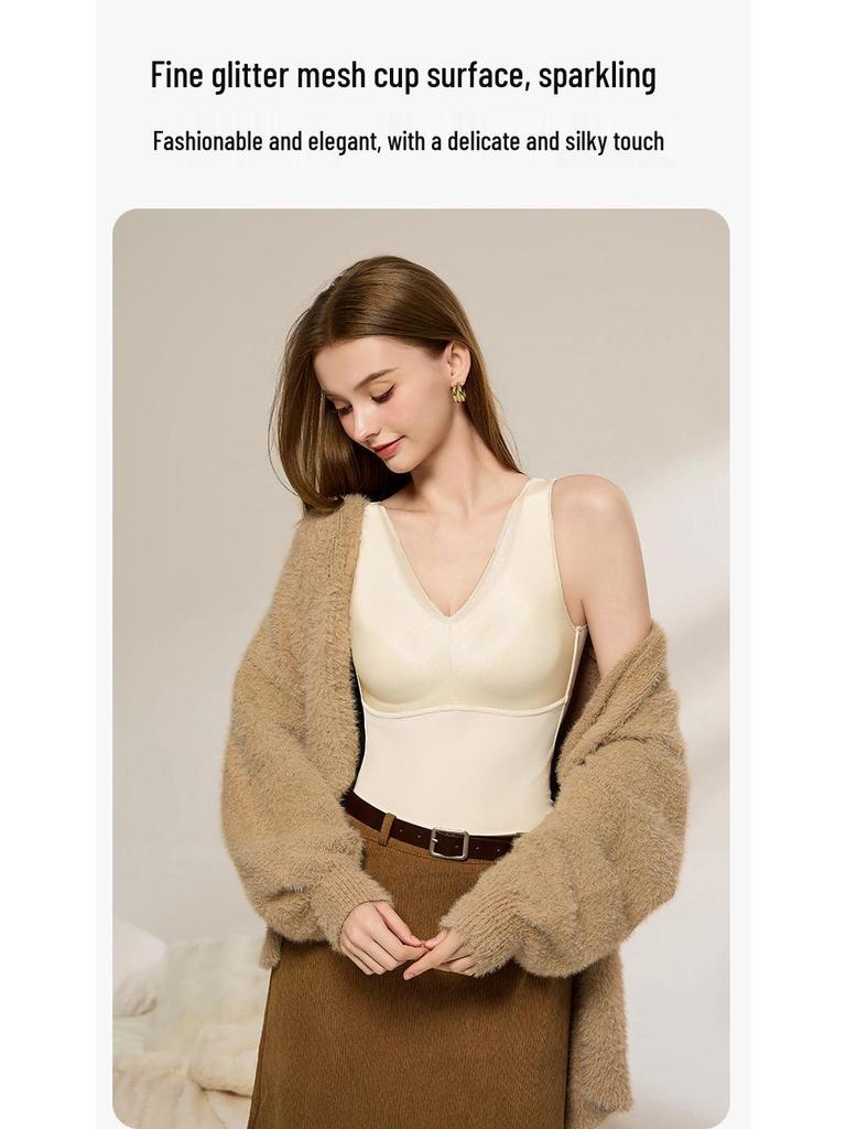 Women's Satin Brushed Heated Vest with Chest Pads - Comfortable, Slimming, Versatile Base Layer for Fall/Winter