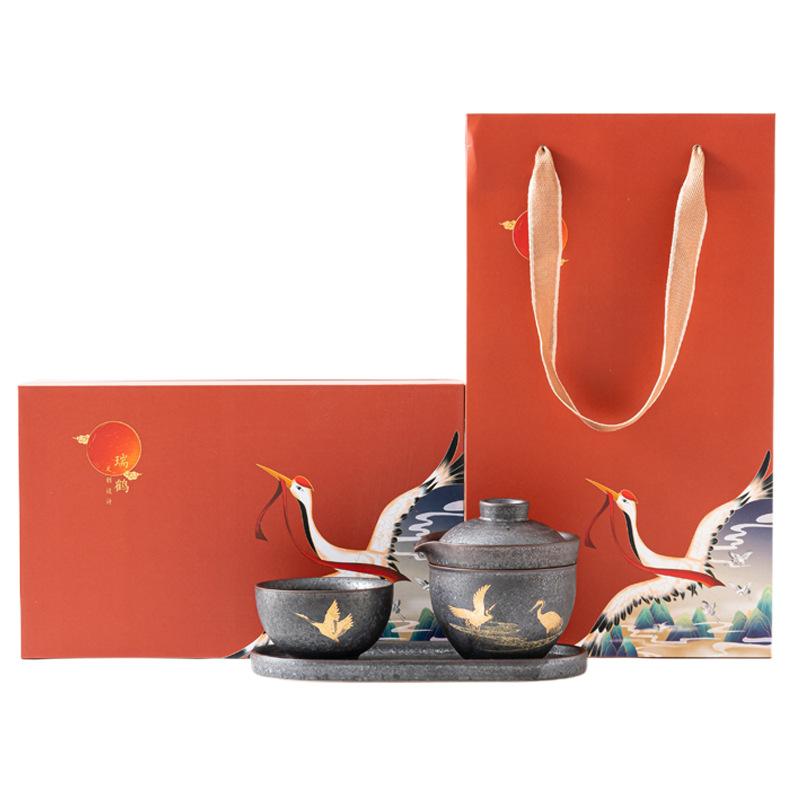 Zen Teapot and Cup Set Kit 1 Bowl 2 Cups Household Tea Making Travel Set Outdoor Portable Bag Chinese Tea Set Supplies