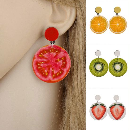 

Женские серьги в Корейском стиле с фруктами, помидорами, лимонами, киви, акриловые украшения для путешествий и свиданий Lemon