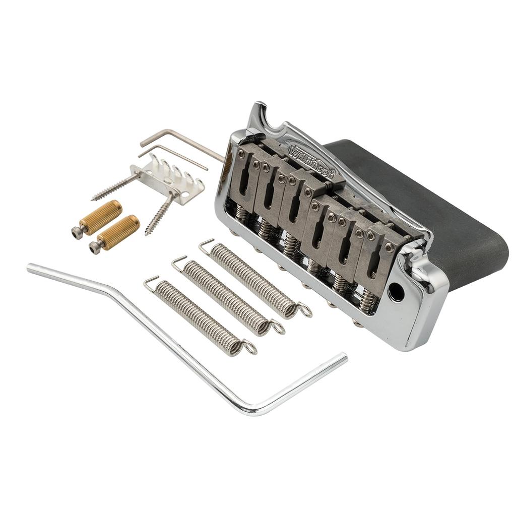 Wilkinson Tremolo Bridge Unit with Stainless Steel Saddles and Full Steel Block for Strat Chrome WVP-SB 10.8mm Two-Piece Imported/Japanese Guitars,