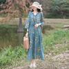 2026 Summer Retro Print Cotton & Linen Long Dress for Women