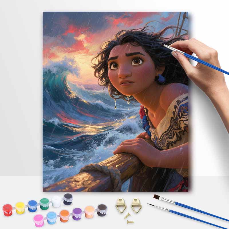 Disney Moana Ocean Wave Princess Digital Oil Painting Art Kit Hand Painted Home Decor 20x30cm
