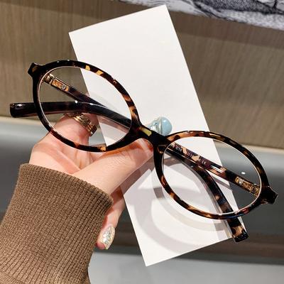 Glasses Frame Nerd Tortoiseshell Myopia Small Frame Women'S Plain Anti-Blue Light Plain Flat Mirror 9073