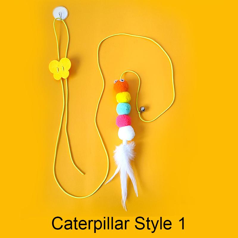 

Interactive Cat Toy Hanging Door Simulation Automatic Caterpillar Sticky Disc Elastic with Bell Hanging Door Teasing Kitten Toy