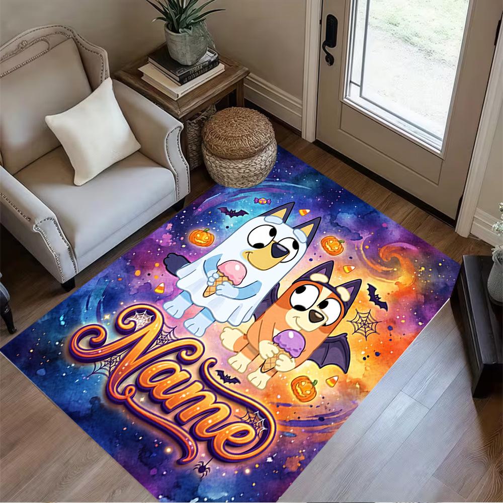 Halloween Pumpkin Adventure Customize Your Name Floor Rug Office Rug Suitable for Study Room Dining Room Outdoor Foyer Antislip Carpet