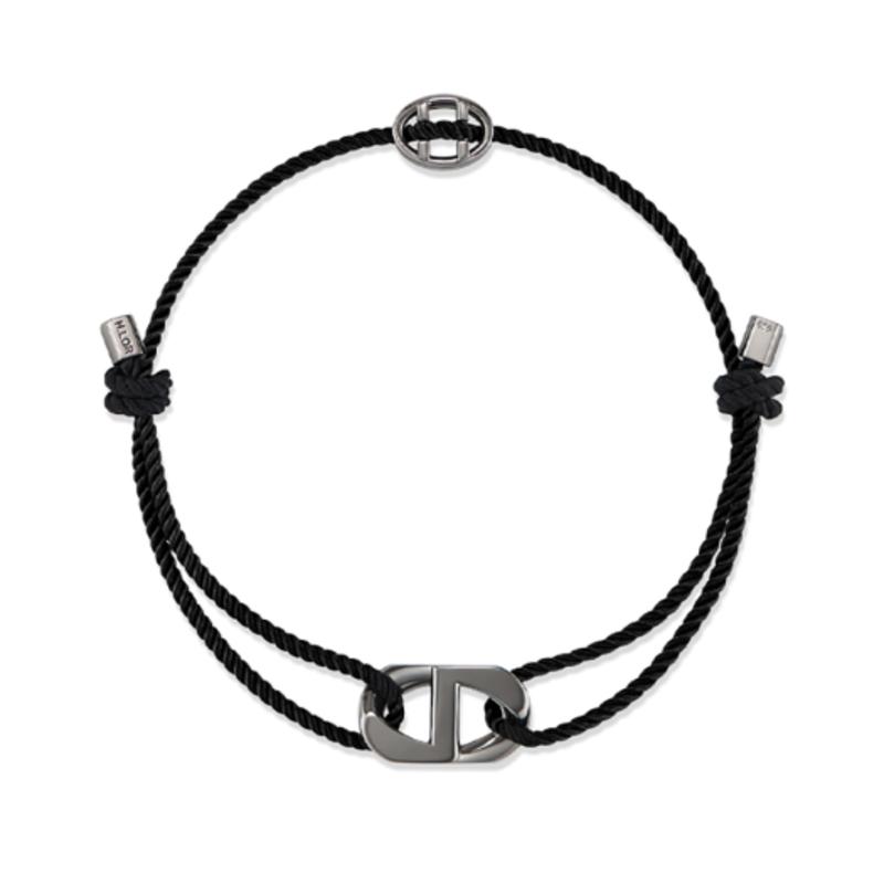 

hyeres-lor Erite Silver (B) Curve Emblem Strap Bracelet Black Chrome HL1B15532B9235 ONE