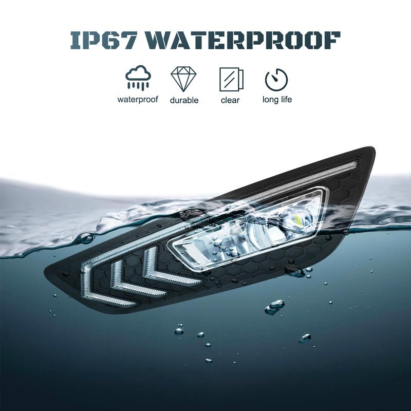 For Ford Focus DRL Led Fog Lamps Chrome Trim 2015 2016 2017 2018 Daytime Running Lights Dynamic Turn Signal White Yellow Blue