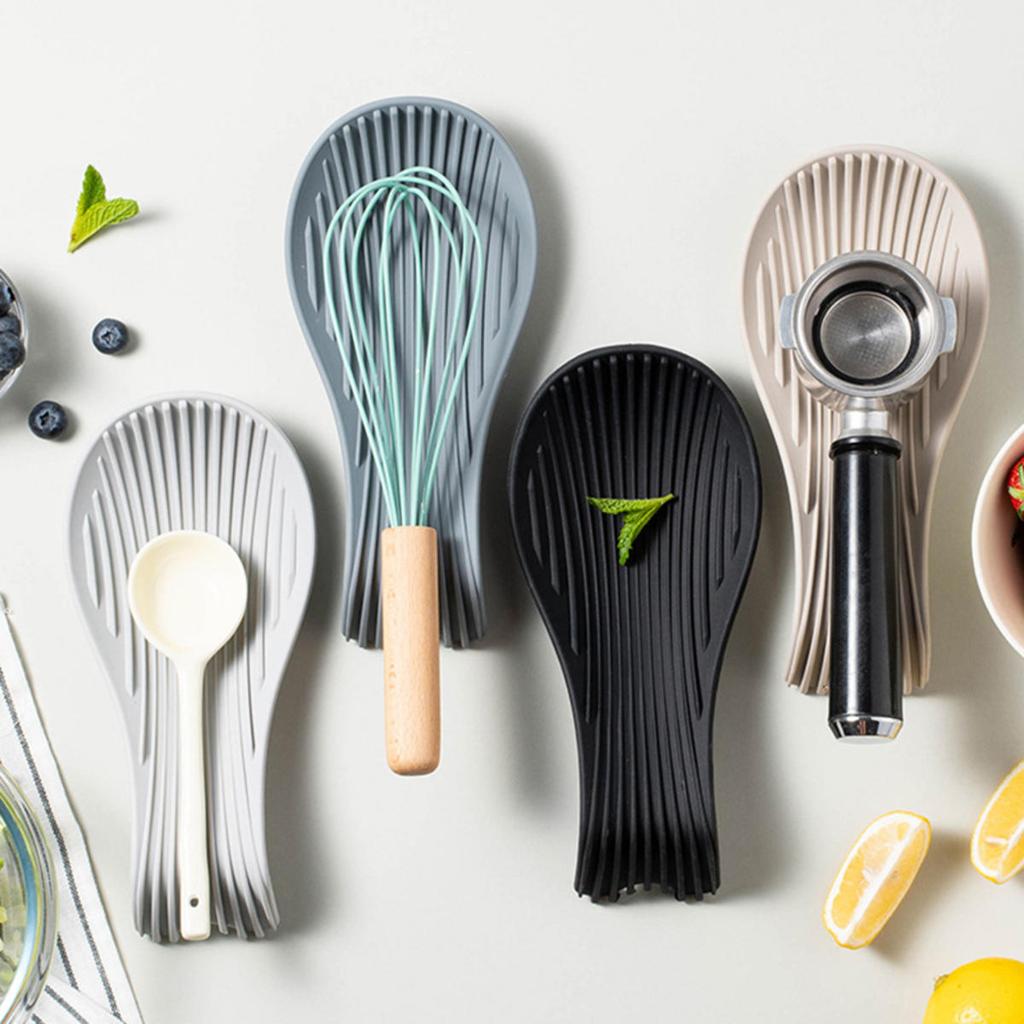 Silicone Insulated Spoon Holder Heat Resistant Placemat Spoon Holder Cutlery Shelving Kitchen Tools Placemat
