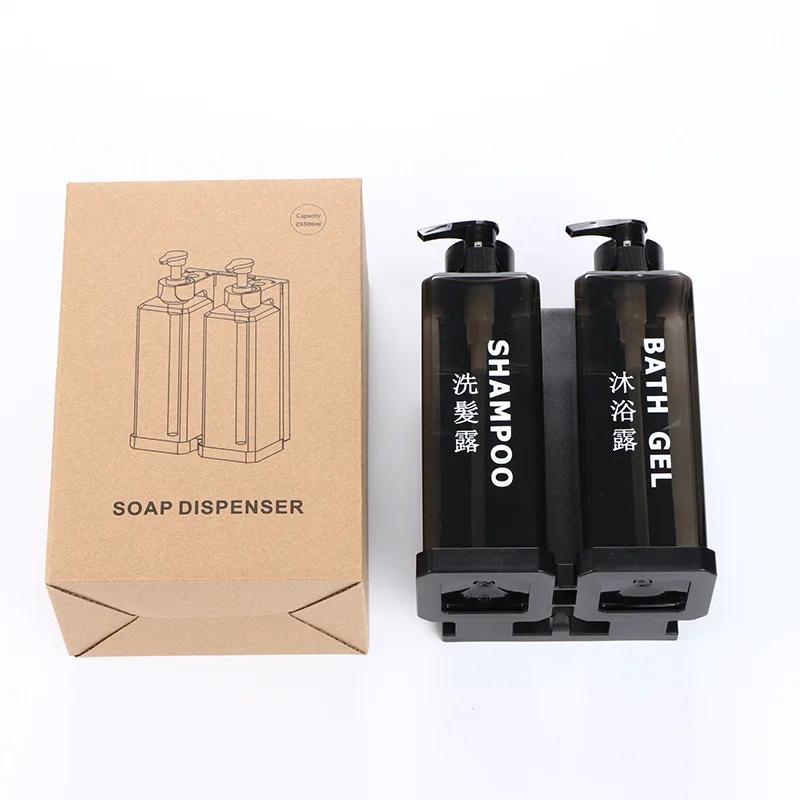 Szampon hotelowy i żel pod prysznic w oddzielnych butelkach, montowane na ścianie, bez dziurkowania, pudełka z płynem do dezynfekcji rąk, montowane na ścianie, ręczne dozowniki mydła