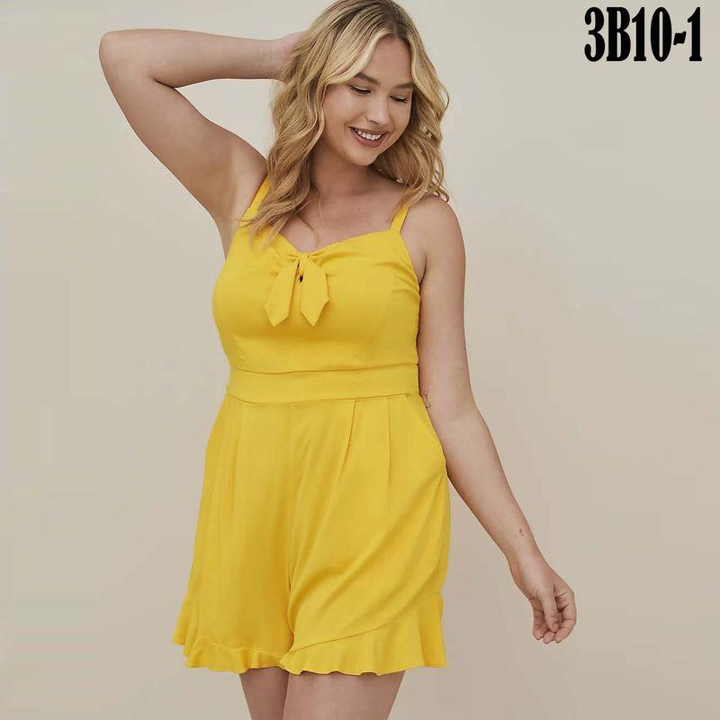 

Экспортная домашняя одежда для пухленькой девушки, комбинезон с кружевной отделкой Yellow 4