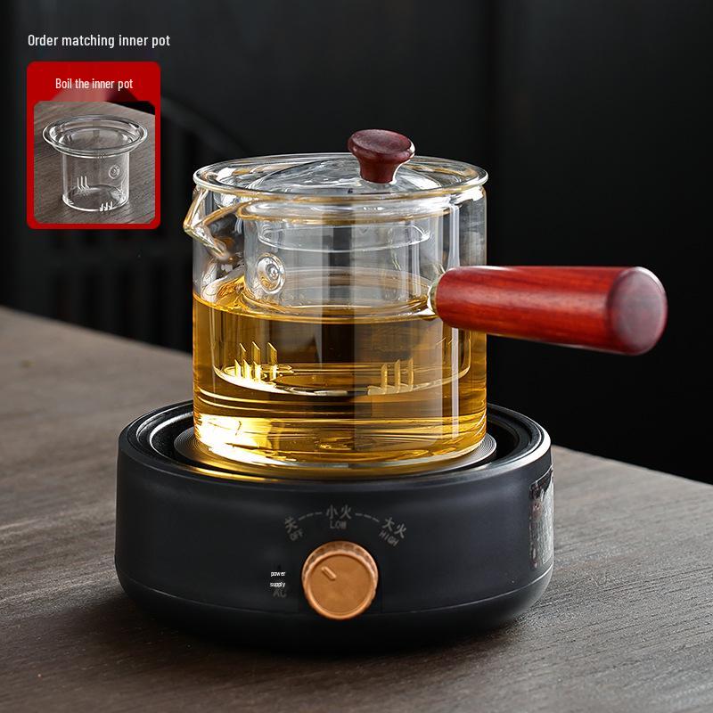 Compact Electric Ceramic Tea Brewer with Glass Teapot - Ideal Tabletop Stove & Mini Water Boiler