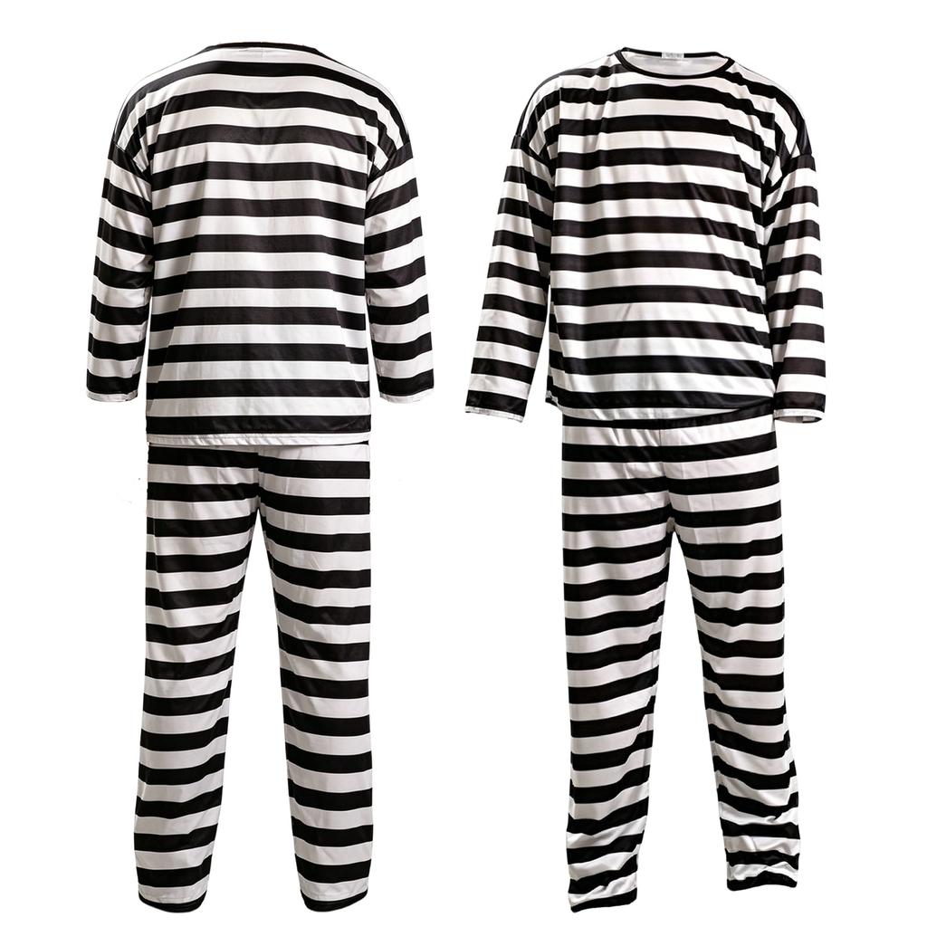 Unisex Halloween Prisoner Costume with for Adult Party Costume