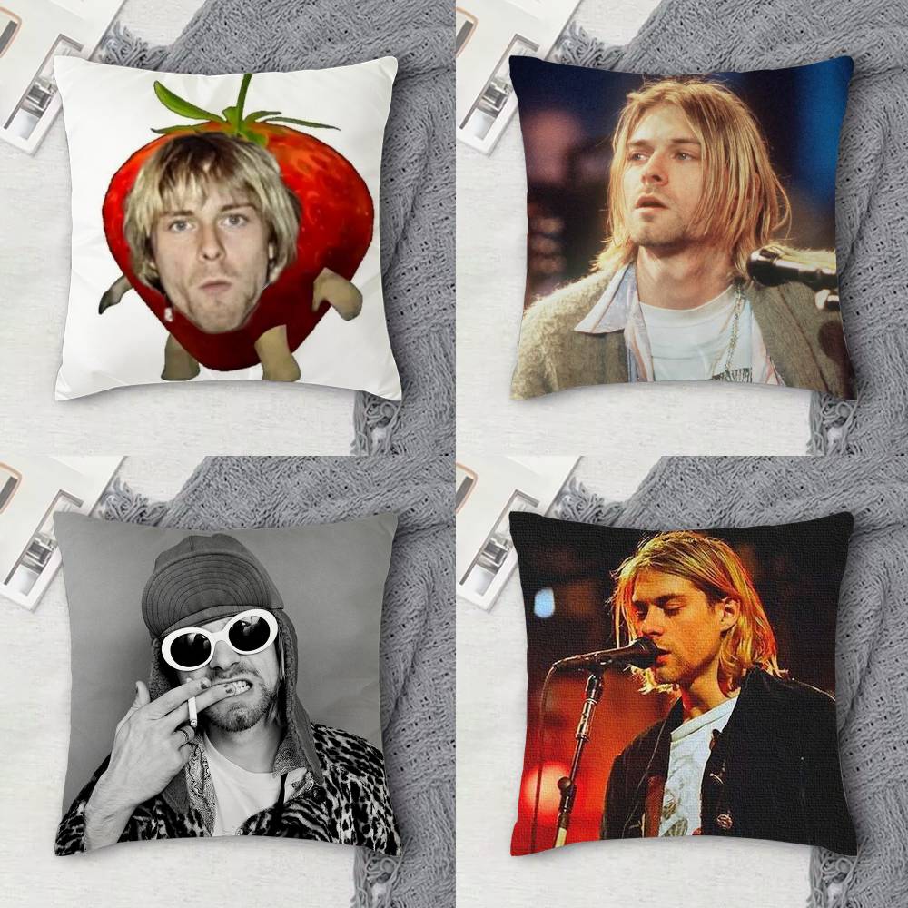 KKurt Cobain Doublesided Printed Square Decorative Cushion Cover for Sofa Living Room Home Decor