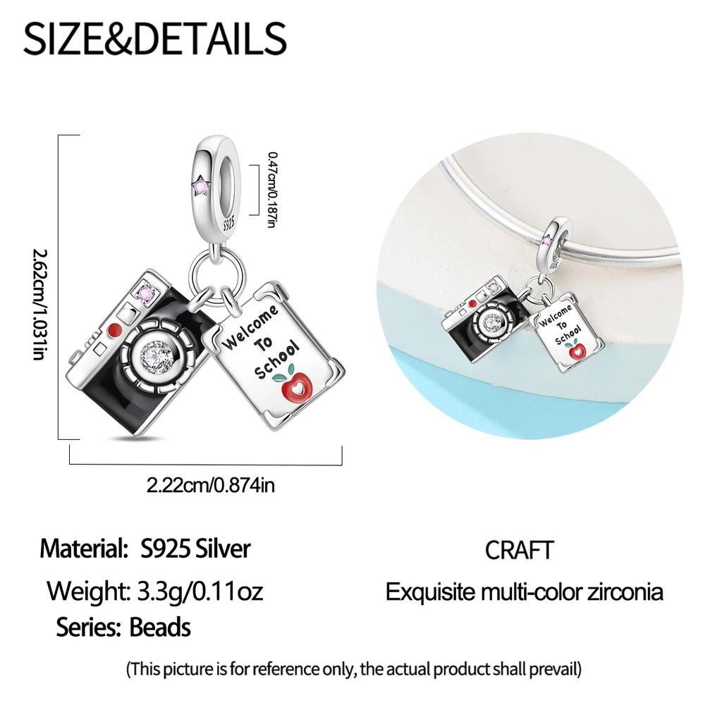 Copper Back To School Season Backpack Laptop Earbuds Pendant Fit Original Charms Bracelets Women Diy Jewelry Gift