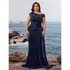 European and American Plus Size Cocktail Party Evening Dress, Mother's Dress, Plus Size Sequin Party Dress 4XL