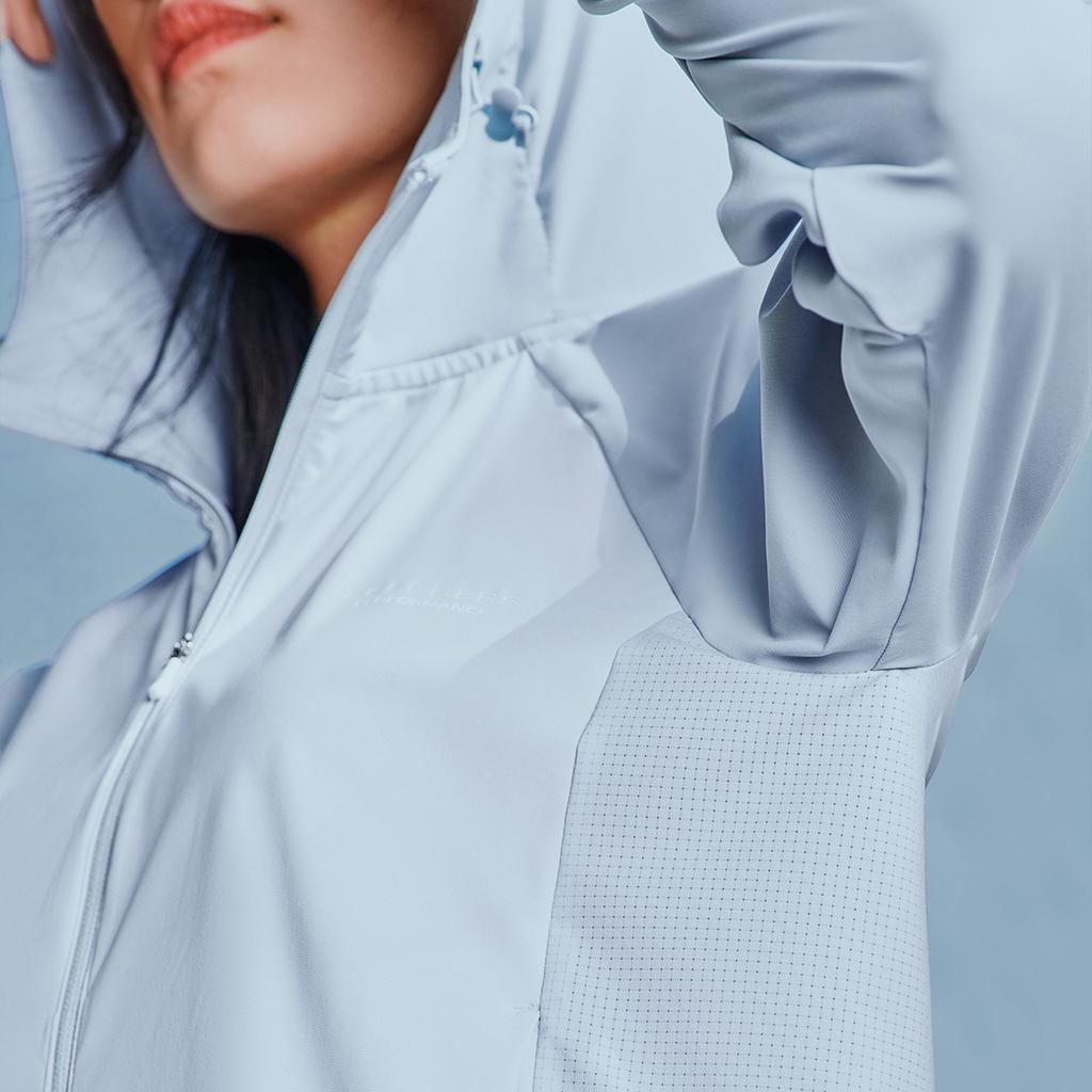 Skechers Letter Print Hooded Quick-Dry Zipper Comfortable Casual Sports Long Sleeve Sun Protection Jacket Women jackets Blue P224W168-03VQ