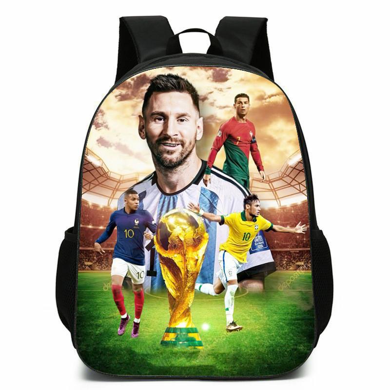 Football Messi Anime Cartoon Character Student Backpack For Kids Schooling